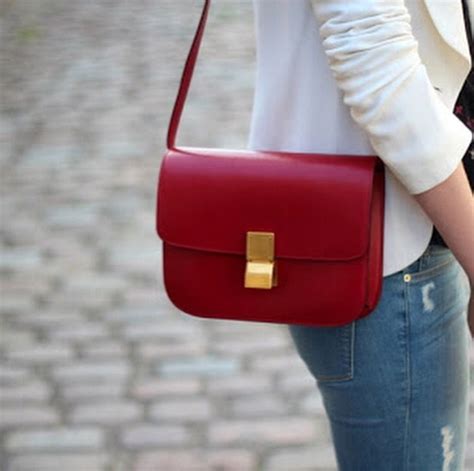 celine classic box bag bright red outift|celine box bag price.